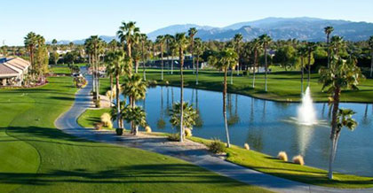 View of lake in golf course