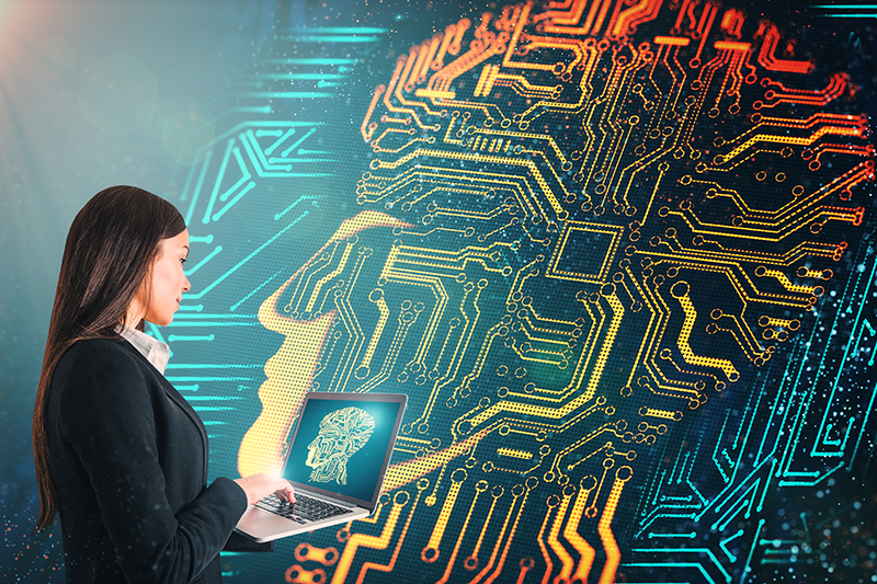 Woman business person using ai