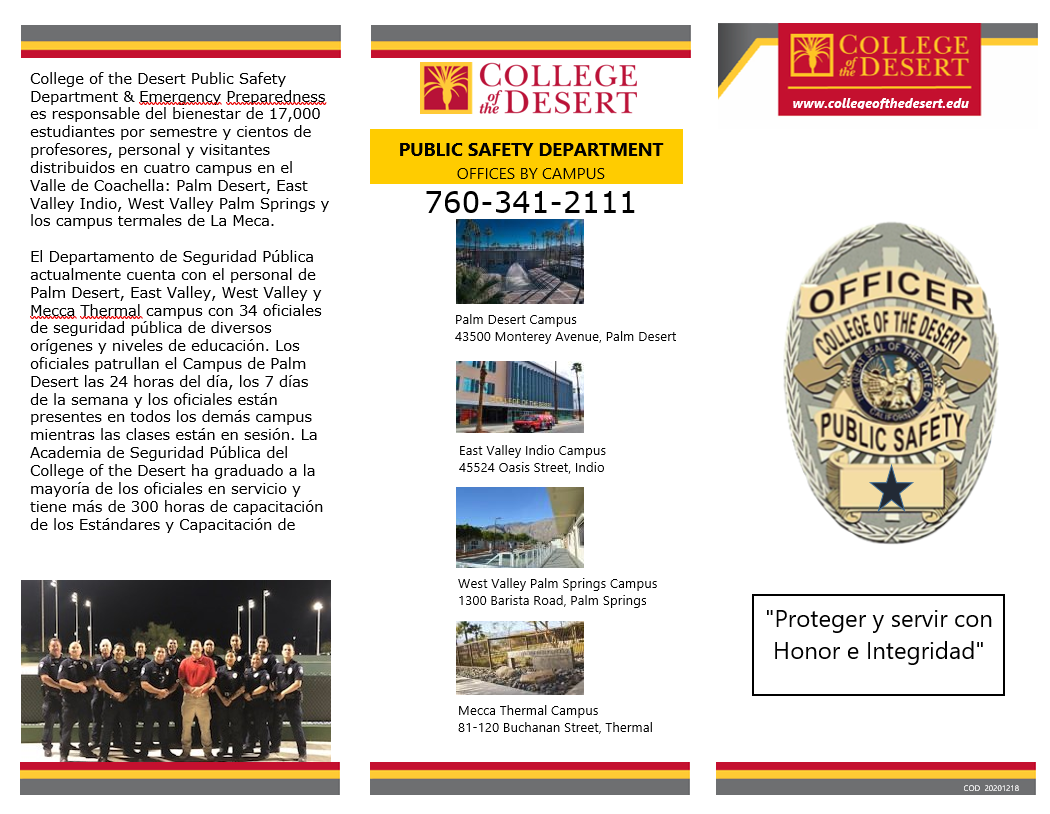 Public Safety Department Brochure Spanish